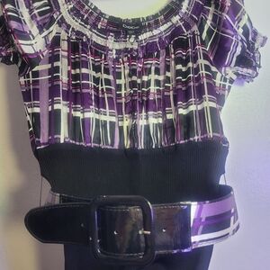 Vintage Bebe Purple Plaid Women's Top